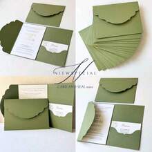 NIEWSPECIAL 10pcs Set Tri-Fold Pocket Wedding Invitation Envelopes, Simple Invitation Envelopes For Engagement, Christening, DIY Invitations, 5*7 Inch Invitations, Pocket Invitations, Customized Invitations, New Design Covers. Christmas Cards - 10Pcs - View 4