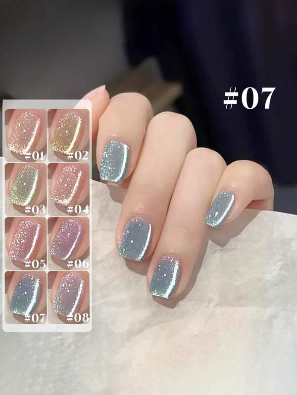 MIANEL Esmalte de uñas en gel de 12ML con efecto de ojos de gato de burbuja de chicle colorido, brillo súper brillante, bombilla de cristal magnética, esmalte de uñas en gel rosa y blanco, adecuado para decoración de uñas del Día de San Valentín, lámpara UV para arte de uñas