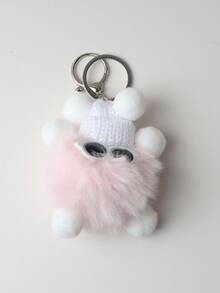 1个可爱卡通煤球钥匙扣吊坠，毛绒娃娃包挂饰 - 彩色 - 查看 10