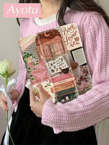 Ayotu 花卉和书籍图案平板电脑保护套和 Kindle 电子书保护套，兼容 iPad 10 代、11 英寸/Air 4 代/Air 7 代/9.7 英寸，兼容三星 Galaxy Tab A9 Plus，Kindle（11 代 - 2024 版）（6 英寸），Kindle Paperwhite 12 代 2024，时尚简约的图案使其成为绝佳的节日礼物。 - 彩色 - 查看 3