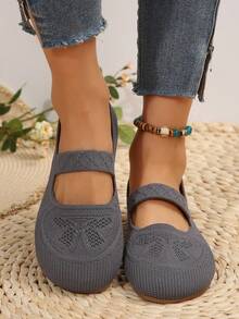 2026 Butterfly Women's Lightweight Breathable Shoes - Comfortable Ankle Strap All-Season Casual Sneakers - Grey - View 2