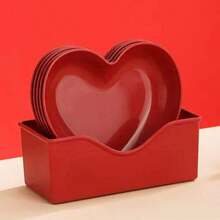 1pc Heart-Shaped Plate, Holiday Wedding Snack Plate, Cake Serving Plate, Bone Dish, Dessert, Fruit And Snack Plate, Suitable For Valentine's Day, New Year, Holiday Events, Weddings, Birthdays And Parties, Suitable As A Mother's Day Gift - Red - View 4