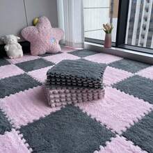 16pcs Solid Color Patchwork Floor Mat, Plush Foam Home Flooring Pad, Suitable For Bedroom, Living Room, Window Sill Decor, Customizable Size - Multicolor - View 14