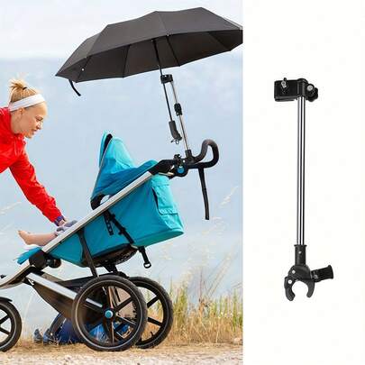 1 Piece Universal Umbrella Holder For Wheelchairs, Electric Vehicles, Bicycles And Trolleys - Easy Clamp Design Suitable For Electric Scooters, Wheelchairs, Walkers, Bicycles And Strollers. Hands-Free Sunshade And Rain Protection For Outdoor Use. Stainless Steel Umbrella Stand With Adjustable Angles, Rain Gear Accessory; For Outdoor And Household Use. Umbrella Mount For Electric Bicycles, Stroller Umbrella Bracket, Sunshade Fixing Stand
