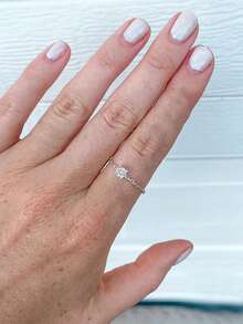 1枚925纯银极简星形链戒指，奢华风格可调节戒指，适合女性日常佩戴/婚礼新娘首饰，精致珠宝 - 金色 - 查看 21