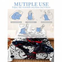 Marvel Spider-Man Themed Flannel Blanket, Featuring A Black, White And Gray Spider Web Tunnel Design, Highlighting Spider-Man's Dynamic Movement Through Perilous Environments, With Warmth And Softness Suitable For Use As A Sofa Cover, Nap Blanket, Or Bedding Decor. - White - View 10