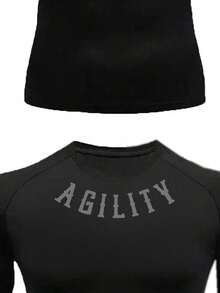Men's Lightweight Sports T-Shirt, Quick-Dry Short Sleeve Casual Outdoor Training Tee With Printed Design, Suitable For Summer - Black - View 6