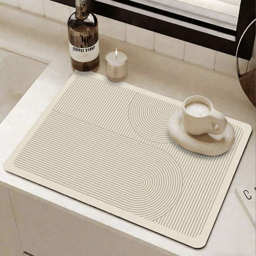 1 件条纹洗碗垫，厨房台面垫，适用于水槽和台面，可搭配碗碟架使用