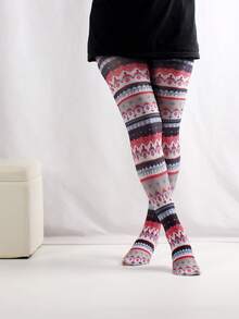 1 Pair Women's Colorful Plaid Print Pantyhose - Multicolor - View 6