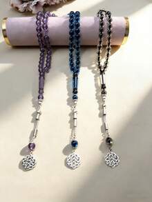 1条45颗10毫米串珠手链，日常祈祷念珠手链，斋月祈祷念珠，男女通用，适合（斋月、开斋节、宰牲节、节日礼物） - 彩色 - 查看 1