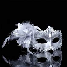 1pc Silver Venetian Mask With Rhinestones & Tulle Flower, A Princess-Style Masquerade Mask And Party Performance Prop. It Is Comfortable For Extended Wear Without Restraint, Perfectly Balancing Aesthetics And Practicality. The Rigid Base Is Resistant To Deformation, The Rhinestones Are Firmly Set And Not Easy To Fall Off, And The Tulle Flower Maintains A Three-Dimensional Shape. It Can Be Reused Multiple Times, Offering Outstanding Cost-Effectiveness. - 查看 2