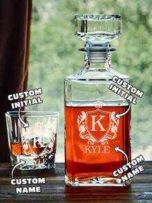 客製化 Logo 威士忌杯、個性化照片玻璃杯、客製化威士忌套裝配件、威士忌醒酒器 - 款式1 - 查看 1
