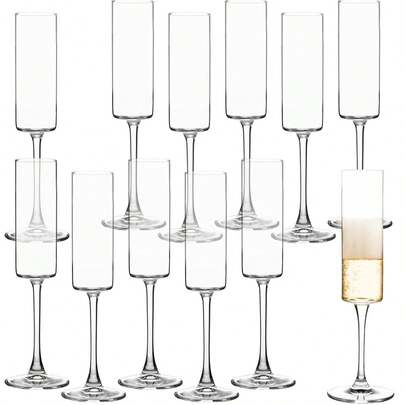 1/2/6pcs Acrylic Champagne Glasses, 6oz (170.1g) Clear Toasting Cups, Heavy Duty Unbreakable Reusable Cups, Made Of High Quality Durable Material, Suitable For Whiskey, Wine, Cocktails, Juice Or Desserts. Great For Birthday, Anniversary, Bridal Shower, Wedding, New Year Party