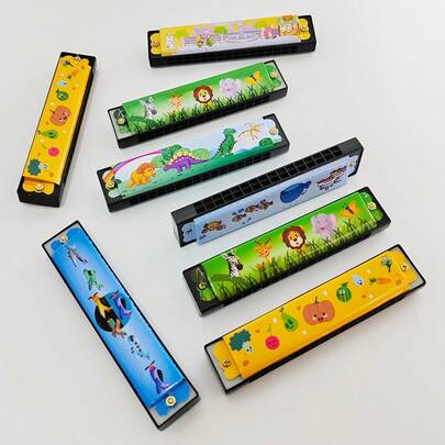 1 Pc Double Row 16 Holes Harmonica - Metal Mouth Organ Random Color