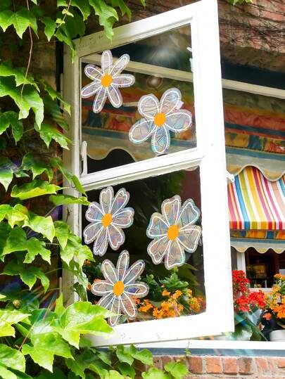 1 Set bunte Sonnenblumen Fensteraufkleber, 3D statische abnehmbare Fensteraufkleber, Schiebetür Glasaufkleber, Heim- & Büro-Dekoration, Wohnzimmer & Schlafzimmer Fenster Kunst Dekoration, Mottoparty & Feiertags-Feier, Heimdekoration, Fotografie Requisiten