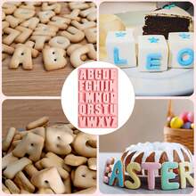 1个硅胶字母数字模具，包含26个英文字母和0-9数字，适用于蛋糕、巧克力、糖果烘焙。 - 粉色 - 查看 5