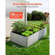 Galvanized Raised Garden Bed, 8 X 4 X 2 Ft, Rectangular Metal Planter Box Kit Outdoor, Bottomless Elevated Planting Box With Gloves, Rustproof Alu-Zinc, For Growing Flowers Vegetables, Silver - Bộ 1 món màu bạc, kích thước 8*4*2ft - Xem 2