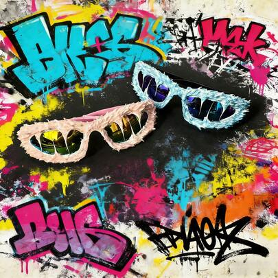 1pc Icy Blue Handmade Resin Decorated Glasses, Suitable For All Seasons, Street Style, Photo Shoot, Valentine's Day Gift (Random Handmade Product, Each Pair May Differ From The Image, Please Purchase Carefully If You Mind The Variation)