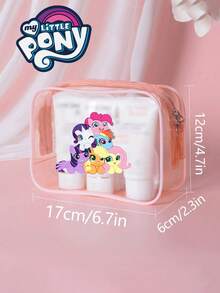 MY LITTLE PONY 1个小马宝莉彩虹小马、碧琪、柔柔、暮光闪闪、苹果嘉儿主题化妆包，PVC材质，可爱旅行洗漱包，适合女性，完美的万圣节和圣诞节礼物 - 彩色 - 查看 3