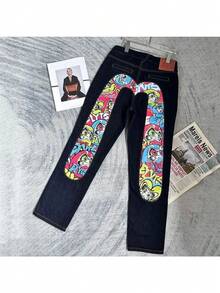 Jeans Men's High-Quality Fashion Men's Jeans Cool Style Jeans Printed Pattern Jeans - 款式四(黑色) - 查看 2
