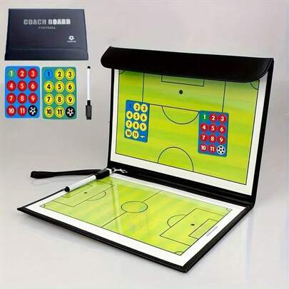 1 Set Soccer Board, Portable Soccer Clipboard With Soccer Field Diagram, Colored Player Cards For Training, 2.5" Coaching Notebook, Scoreboard, Tactics Board, Suitable For Soccer Matches, Team Sports, Outdoor Activities, Coaching Accessories, Home Entertainment, Competition Supplies, Soccer Gifts, Gifts For Men, Teachers, Coaches