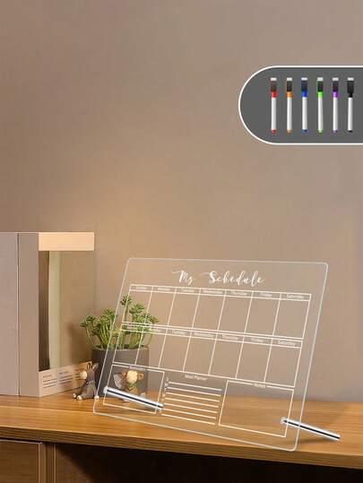 1 Stück vertikale weiße Linien Wochen- & Monatsplaner Whiteboard, löschbares Schreibbrett (inklusive 6 Whiteboard Marker)