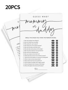 10/20张简约趣味婴儿派对游戏卡片，猜猜谁是妈妈谁是爸爸游戏卡片，适合婴儿派对 - 彩色 - 查看 7