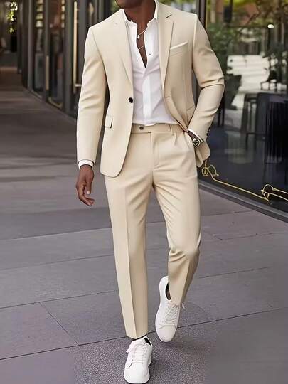 Bộ vest nam cao cấp 2 mảnh, áo khoác + quần tây, kiểu dáng may đo tinh tế + chất liệu cao cấp, tôn dáng cho mọi dịp, phù hợp cho đám cưới, tiệc tùng, đi làm.