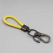 1pc Braided Rope Keychain With Lock, Men Key Holder For Motorcycle, Anti-Lost Car Key Ring Charm - Multicolor - View 11