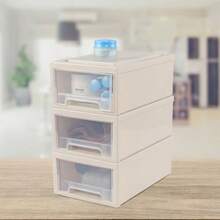 6.8 L Plastic Stacking Storage Drawers Desktop Stackable Drawer Unit 3 Packsgtt - Gray - View 6