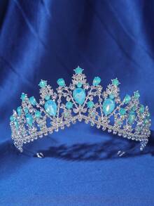 1pc Elegant Baroque Style Bridal Luxury Crystal Crown, Wedding Party Performance Tiara Headpiece - Multicolor - View 1