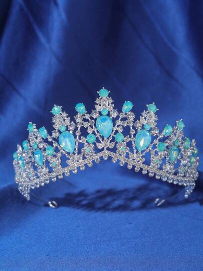 1pc Elegant Baroque Style Bridal Luxury Crystal Crown, Wedding Party Performance Tiara Headpiece
