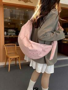 Modern stor kapacitet glittrande diamanter enkel design mångsidig pendlingsväska lätt axelväska för kvinnor - Multifärgad - Visa 9