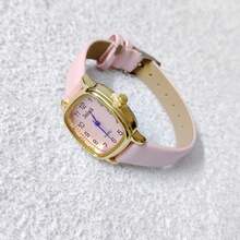 Small Square Women's Watch, Colorful Leather Strap. - Pink - View 3
