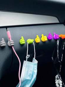 5pcs/10pcs/20pcs Multi-Color Thumb-Shaped Cable Clips, Cute Adhesive Hooks For Car Keys, Household Wire & Cable Management Hooks, No Drilling Required - A - View 4