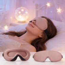 1个丝绸睡眠眼罩，柔软顺滑，适合旅行遮光，帮助休息放松，缓解睡眠不适，辅助睡眠 - 粉紅色-1PC - 查看 3