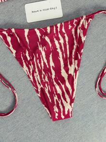 Bộ bikini 2 mảnh thời trang mới năm 2026, họa tiết vân gỗ gợi cảm, thích hợp cho hồ bơi, bãi biển, kỳ nghỉ, mùa xuân/hè, ngày Valentine, tiệc hóa trang. - Màu be đỏ rượu vang - Xem 6