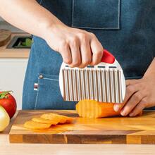 不锈钢薯条切割器，蔬菜切片器，面团切片器，适用于将薯条、蔬菜、面包、糕点切成条状和片状，家用和餐厅厨房工具 - 彩色 - 查看 5