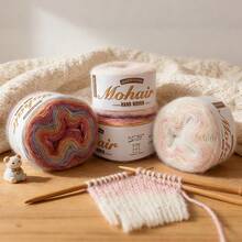 50g Sợi len ombre dạng bánh, sợi pha mohair siêu mềm, chuyển màu cầu vồng, thích hợp để móc, đan, làm đồ thủ công nhiều màu sắc, áo len, khăn choàng, áo khoác, mũ, khăn quàng cổ. - 02 Đầy màu sắc - Xem 9