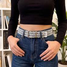 1条女士时尚蕾丝腰带，适合搭配牛仔裤 - 白色 - 查看 1