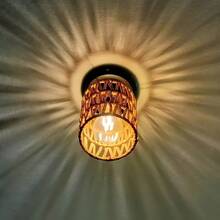 1个藤编吸顶灯，乡村风格嵌入式照明，波西米亚风吸顶灯，手工编织藤条灯罩，E27灯座，适用于客厅、卧室、玄关、走廊和餐厅，不含灯泡 - 黑色 - 查看 2