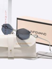 LINFEMAND Retro Metal Polygonal Sunglasses, Geometric Design To Flatter Face Shape, Lightweight & Comfortable Fashion Sunglasses, Essential For Daily Outings, Street Photography, And Holiday Gifts - Multicolor - View 5