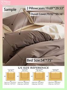 Juego de ropa de cama de 3 piezas en colores café y camel claro, incluye 1 funda nórdica y 2 fundas de almohada, textil suave y cómodo para el hogar, disponible en varios colores, adecuado para dormitorio, decoración de dormitorio simple y de moda, lavable a máquina, sin relleno - Café integral - Ver 3