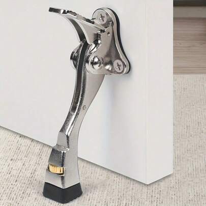 Polished Metal Door Stopper With Adjustable Height - Perfect For Carpet, Tile, Wood, And Glass Floors