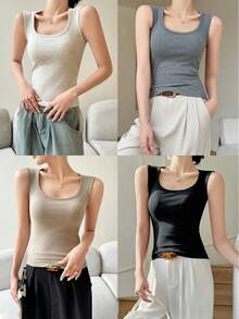 Women Casual Solid Slim Spring Summer Streetwear Daily Vacation Sexy Tank Crop Top - trắng - Xem 5