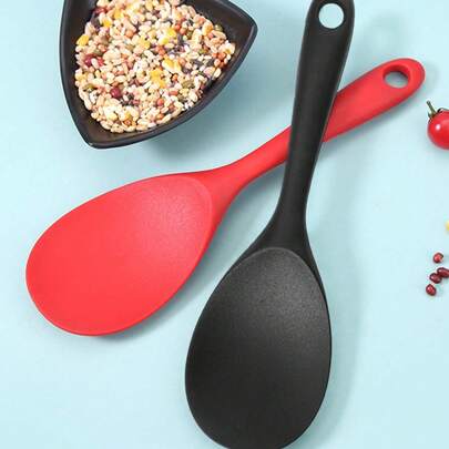 1pc Non Stick Heat-Resistant Silicone Rice Spoon - Ergonomically Designed, Durable, Easy To Clean, Suitable For Rice, Salad, Mashed Potatoes, Etc., Suitable For Rice Cookers, Pots And Pans, Dishwashers - Multiple Colors To Choose From, Kitchen Supplies, Household Items, Home Decoration, Female Gifts, Male Gifts, Family Gifts