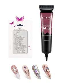 GLOZ 美甲水钻胶 - 15毫升超强粘合凝胶美甲胶和蝴蝶配件，用于装饰、吊坠、3D凝胶美甲艺术宝石、珠宝钻石，适用于沙龙和DIY美甲，UV/LED固化，美容礼品 - 1 Set - 查看 1