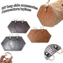 2pcs Crocodile Texture Weaving Bag Accessories Set, Handmade Adjustable Bag Strap Hardware, Side Fixing Metal Fittings Set, Suitable For Woven Bags, Straw Bags, Rattan Bags, Bucket Bags And More - Multicolor - View 2