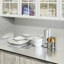 1 Roll Kitchen Backsplash Stickers, 16ft/10ft/3ft , Self Adhesive Drawer Liner Peel And Stick Foil Wallpaper Cabinets Shelf Sticker - View 3