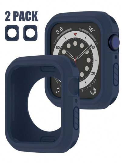 2pcs Soft & Flexible Outdoor Sports Silicone Watch Case Compatible With Apple Watch Ultra/11/10/9/8/7/6/5/4/SE, 40mm/41mm/42mm/44mm/45mm/46mm/49mm, Unisex, Waterproof & Shockproof, Comfortable & Sensitive Touch, Easy To Wear, Smart Watch Protective Cover